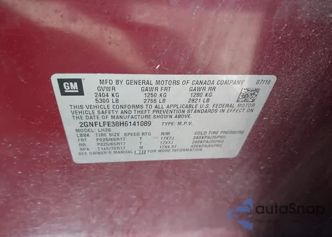 2017 Chevrolet Equinox Lt from USA, damaged, VIN 2GNFLFE38H6141089